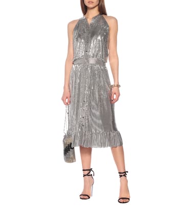 Midikleid aus Metallic-Mesh | Rabanne