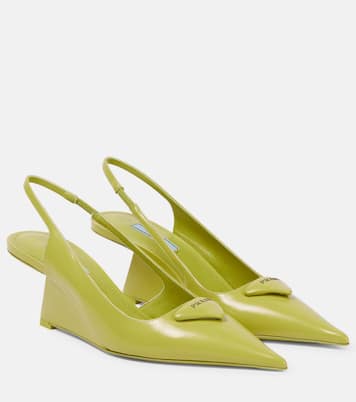 Slingback-Wedges aus Leder | Prada