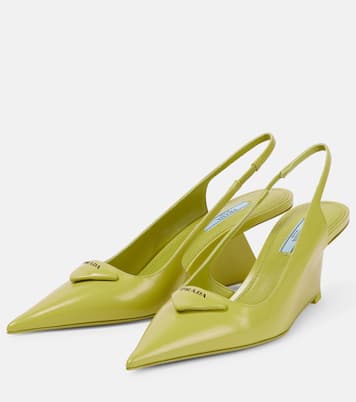 Slingback-Wedges aus Leder | Prada