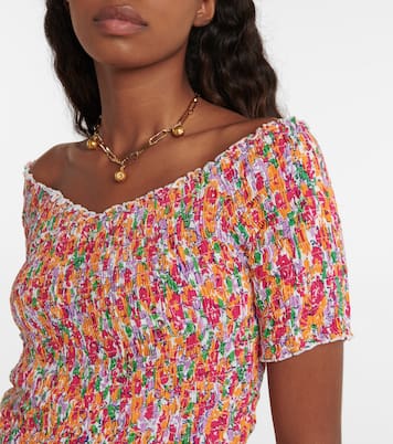 Floral off-shoulder crop top | Poupette St Barth