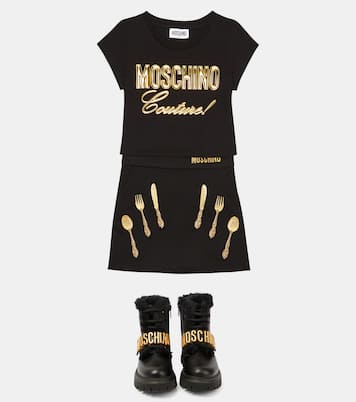 T-shirt in misto cotone con logo | Moschino Kids
