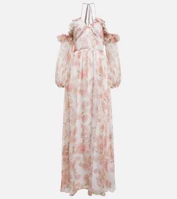 Abito lungo in seta con scollo bardot | Giambattista Valli