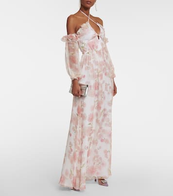 Abito lungo in seta con scollo bardot | Giambattista Valli
