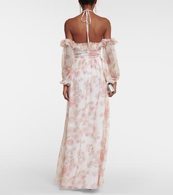 Abito lungo in seta con scollo bardot | Giambattista Valli