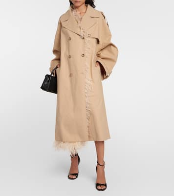 Trench in cotone con piume | Valentino