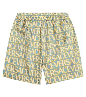 Shorts in twill di seta con logo | Versace Kids