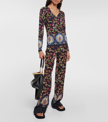Printed high-rise silk pants | Etro