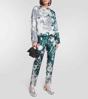 Printed tapered satin pants | Dries Van Noten