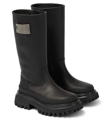 Leather-trimmed knee-high boots | Dolce&Gabbana Kids
