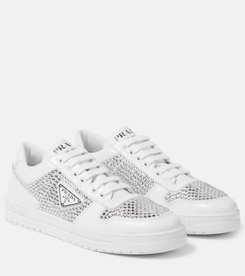 Sneakers in pelle con cristalli | Prada