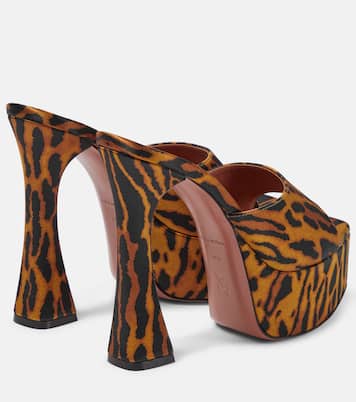 Dalida leopard-print satin platform mules | Amina Muaddi