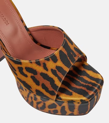 Dalida leopard-print satin platform mules | Amina Muaddi