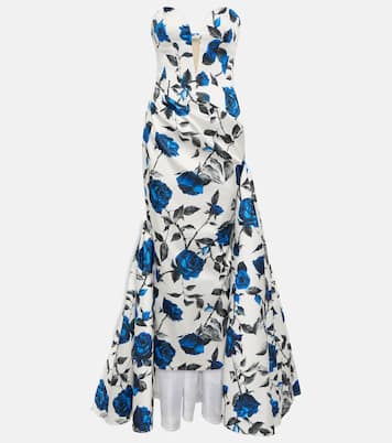 Draped floral satin gown | Rasario