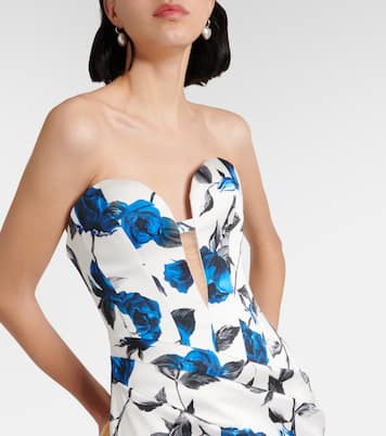 Draped floral satin gown | Rasario