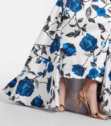 Draped floral satin gown | Rasario