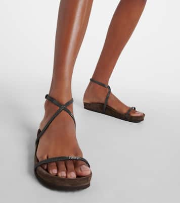 Sandali in pelle con monili | Brunello Cucinelli