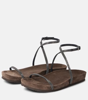 Sandali in pelle con monili | Brunello Cucinelli