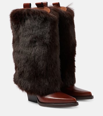 Faux fur and leather knee-high boots | Paris Texas