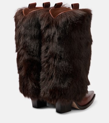 Faux fur and leather knee-high boots | Paris Texas