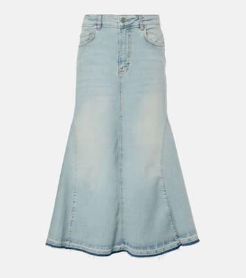 Falda midi de denim de tiro alto | Ganni