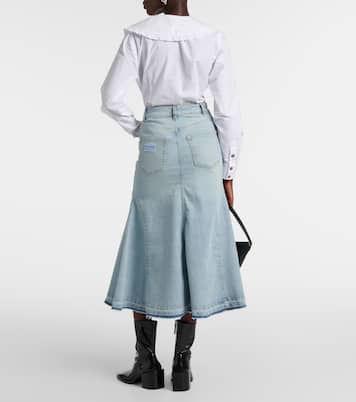 Falda midi de denim de tiro alto | Ganni