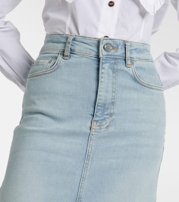 Falda midi de denim de tiro alto | Ganni