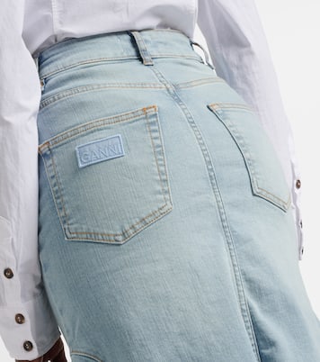 Falda midi de denim de tiro alto | Ganni