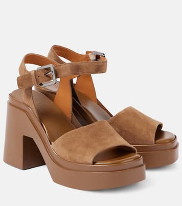 Plateausandalen Nelio aus Leder und Veloursleder | Clergerie