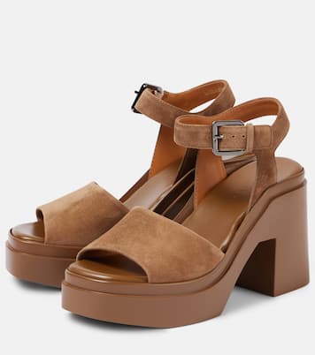 Plateausandalen Nelio aus Leder und Veloursleder | Clergerie