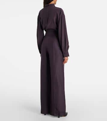 Pantalon ample Alana en laine et soie | Joseph