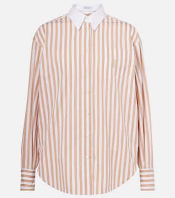 Camisa de algodón y seda a rayas | Brunello Cucinelli