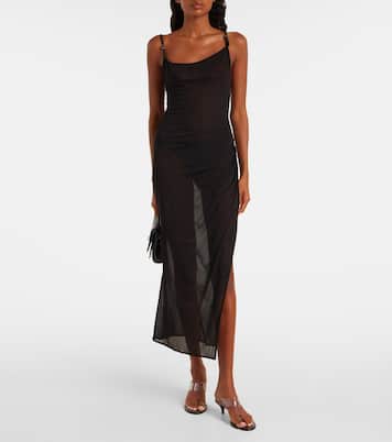 Asymmetrical sheer maxi dress | Mugler