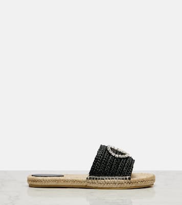 GG embellished raffia espadrille slides | Gucci