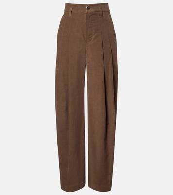 Pleated high-rise cotton wide-leg pants | Brunello Cucinelli