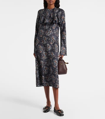 Floral ruffled midi dress | Ganni