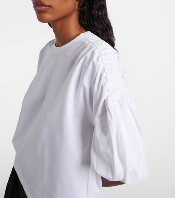 Gathered cotton jersey T-shirt | Noir Kei Ninomiya