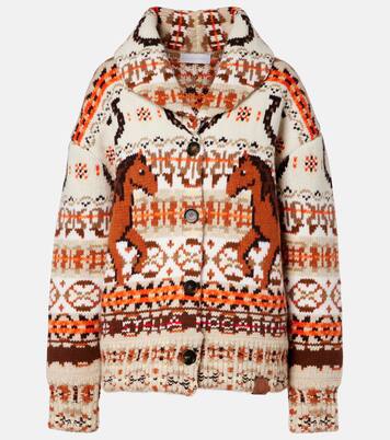 Intarsia oversized virgin wool cardigan | Stella McCartney