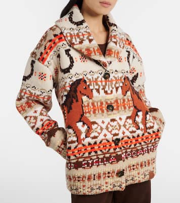 Intarsia oversized virgin wool cardigan | Stella McCartney