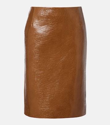 Embossed leather pencil skirt | Gucci