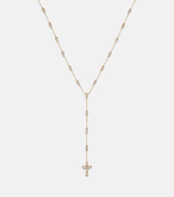 Halskette Cross aus 14kt Gelbgold mit Diamanten | Sydney Evan