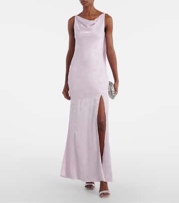 Robe longue en jacquard de satin | Rotate