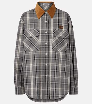 Surchemise en coton à carreaux | Miu Miu