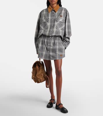 Surchemise en coton à carreaux | Miu Miu