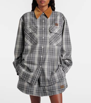 Surchemise en coton à carreaux | Miu Miu