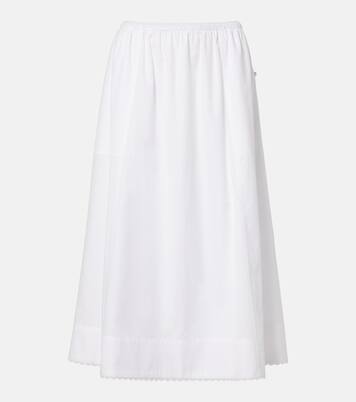 Scalloped cotton poplin midi skirt | Vince
