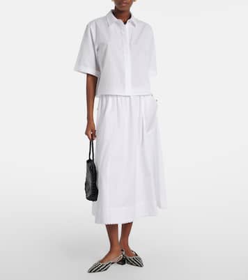 Scalloped cotton poplin midi skirt | Vince