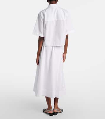 Scalloped cotton poplin midi skirt | Vince