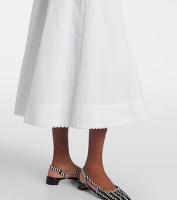 Scalloped cotton poplin midi skirt | Vince