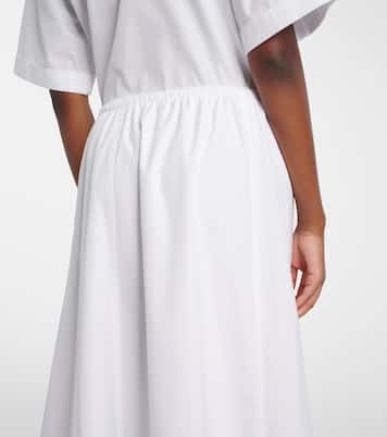 Scalloped cotton poplin midi skirt | Vince