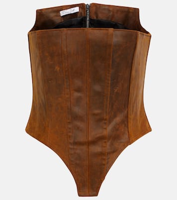 Distressed leather bustier | LaQuan Smith